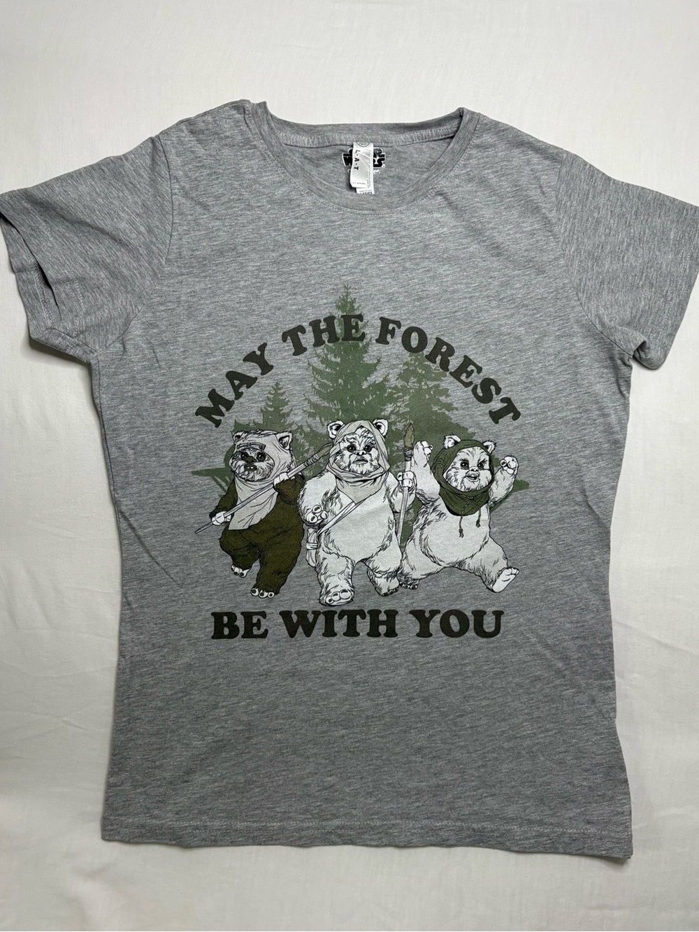 Star Wars Grey Ewok Graphic Tee Ladies-M Cotton Blend